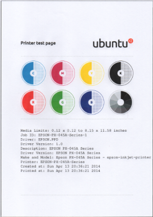 Lubuntu 13.10 テストページの印刷