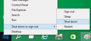 Windows Technical Preview スタートボタンを右クリックして終了